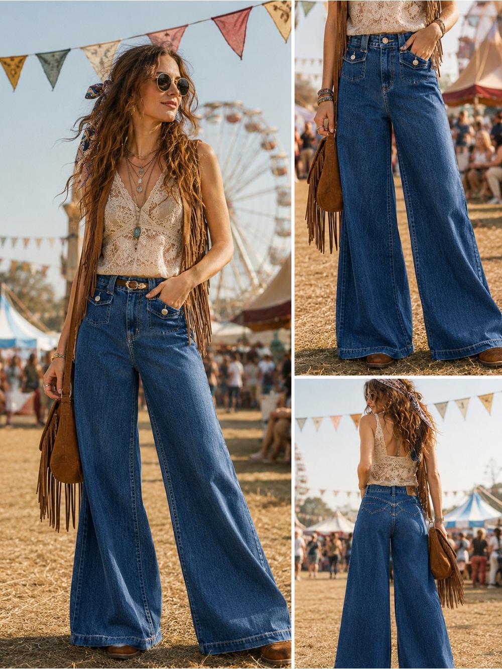 Free People We The Free Kellee High Rise Palazzo Jeans Size 26 Wide Leg Blue